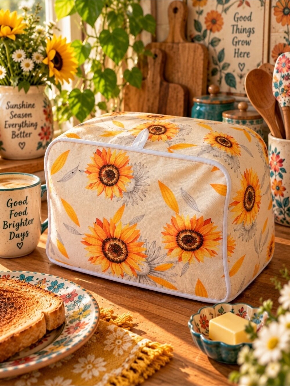 4/$15 Sunflower Toaster Storage Keeper Cottagecore Boho Farmhouse Kitchen